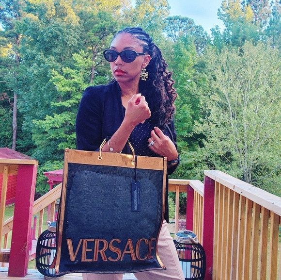 NWT Gold Versace Mesh Shopper - Picture 3 of 4